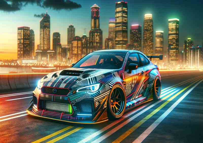 Stylish Street Racing Car with Enhanced Graphics | Metal Poster