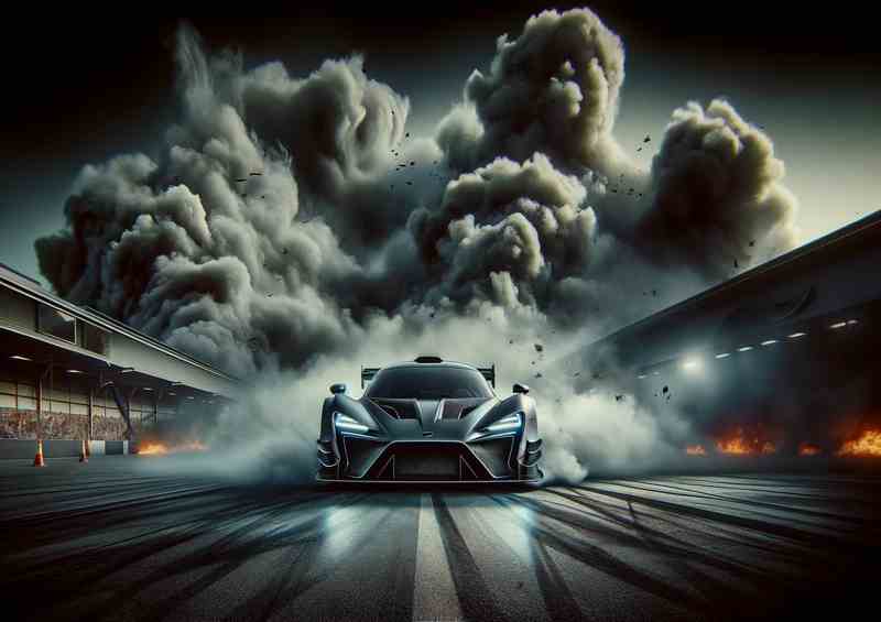 Supercar Showdown Dramatic Smoke Background | Metal Poster