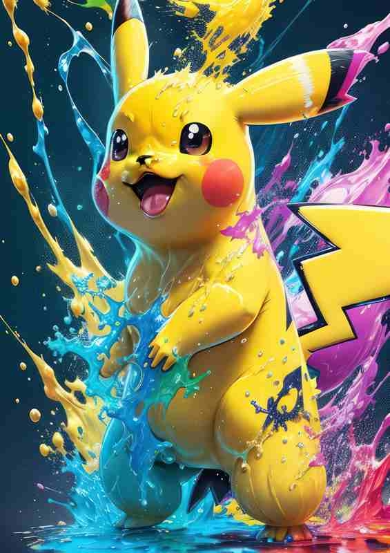 Pikachu splash style | Metal Poster