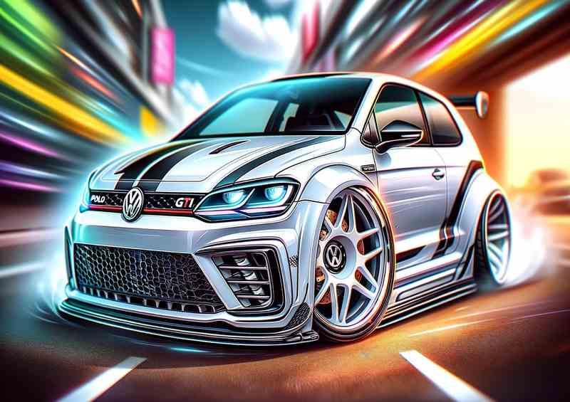 Volkswagen Polo GTI with extremely exaggerated features | Metal Poster