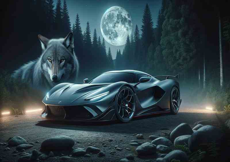 Wolf Essence Sleek Grey Sports Car | Metal Poster