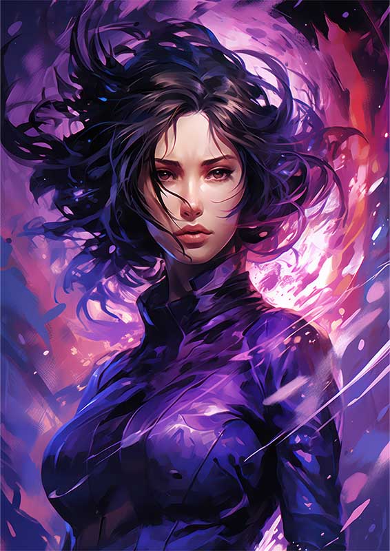 Storm Maiden: Purple-Haired Warrior Metal Poster