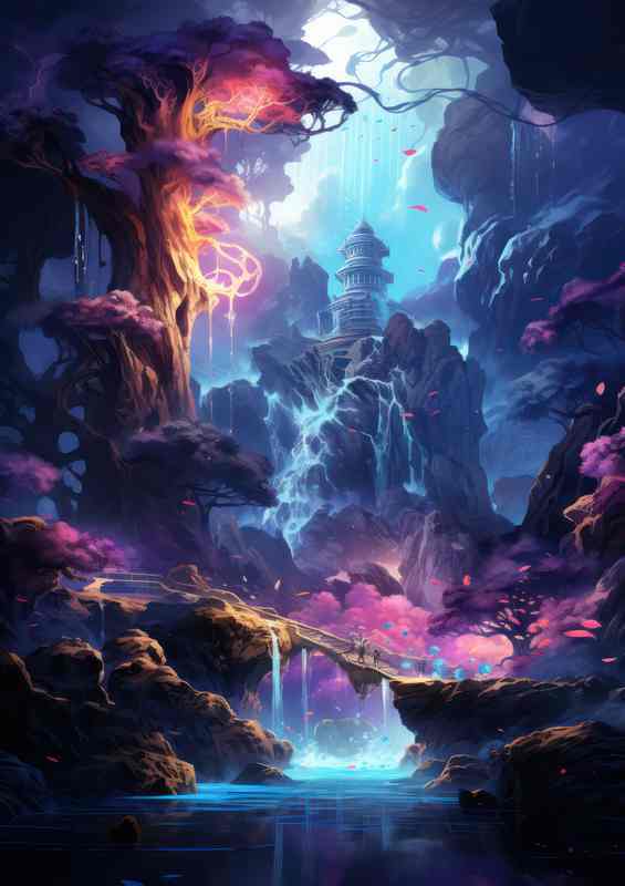 Kaleidoscopic Kingdoms Living in Luminous Lore | Metal Poster
