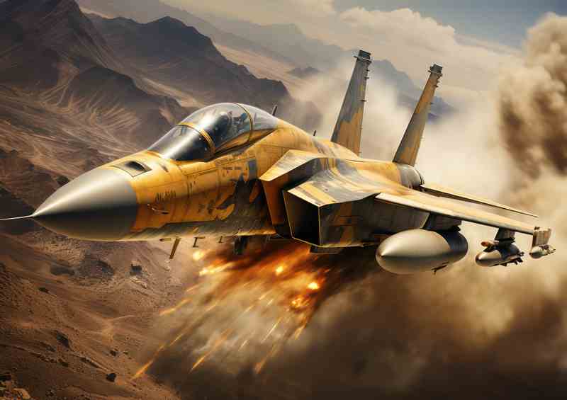 Fighter jet doing a war manover | Metal Poster