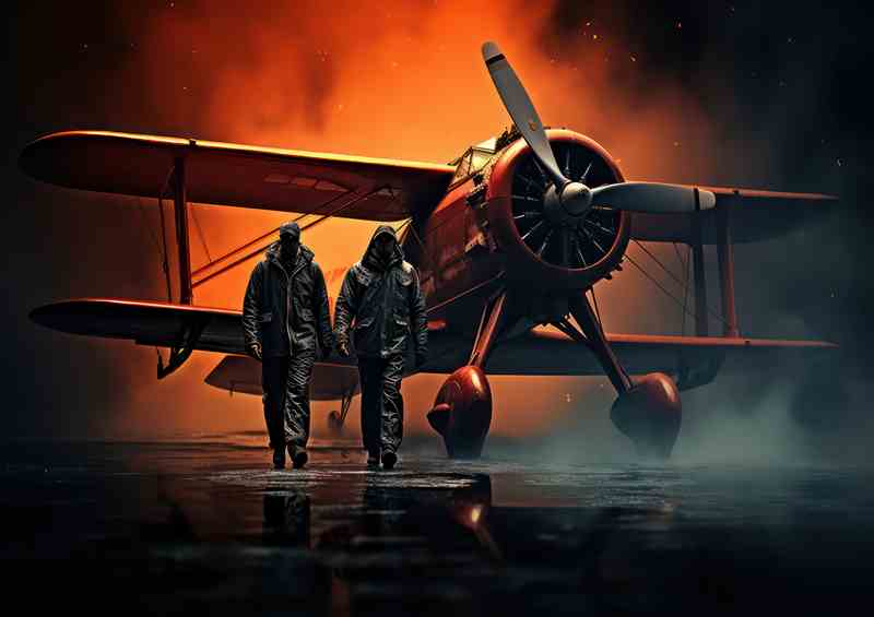 Getting ready to fly his bi plane | Metal Poster