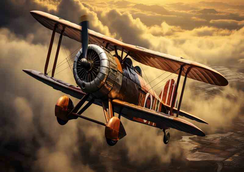 Old Bi Plane In The Sky | Metal Poster