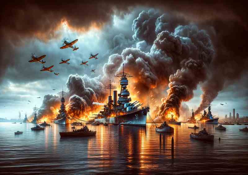 Historic Pearl Harbor Attack Scene | Metal Poster