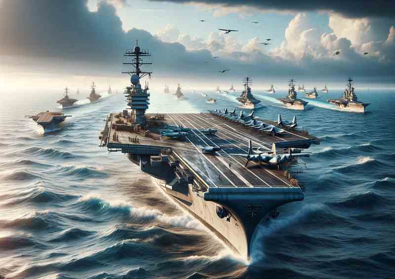 Majestic WWII Aircraft Carriers at Sea | Metal Poster