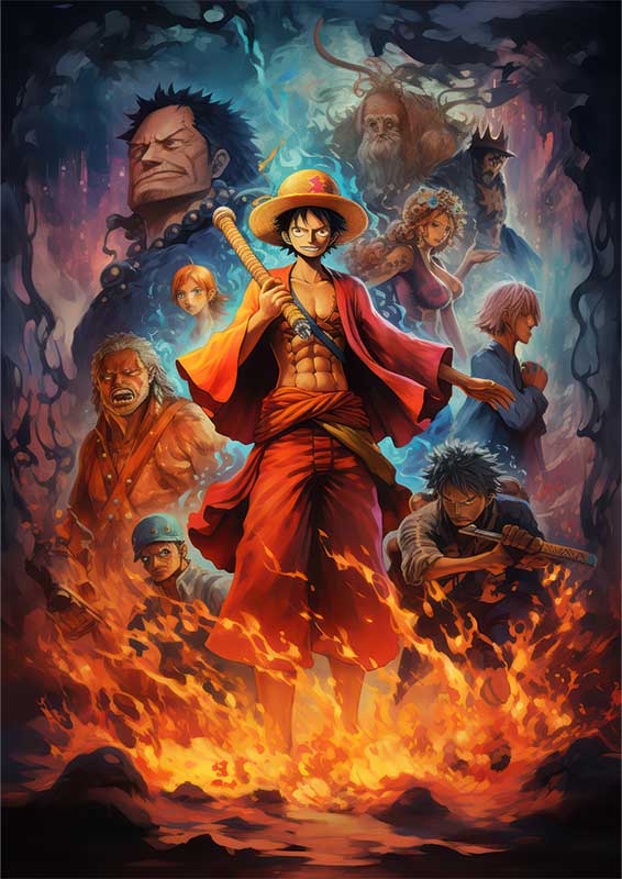 One piece poster featuring characters | Metal Poster
