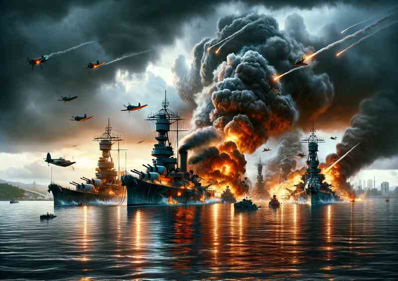 Pearl Harbor Attack ships | Metal Poster