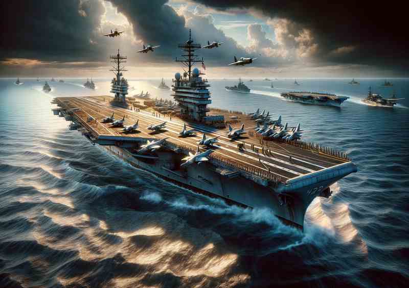 WWII Aircraft Carriers at Sea | Metal Poster