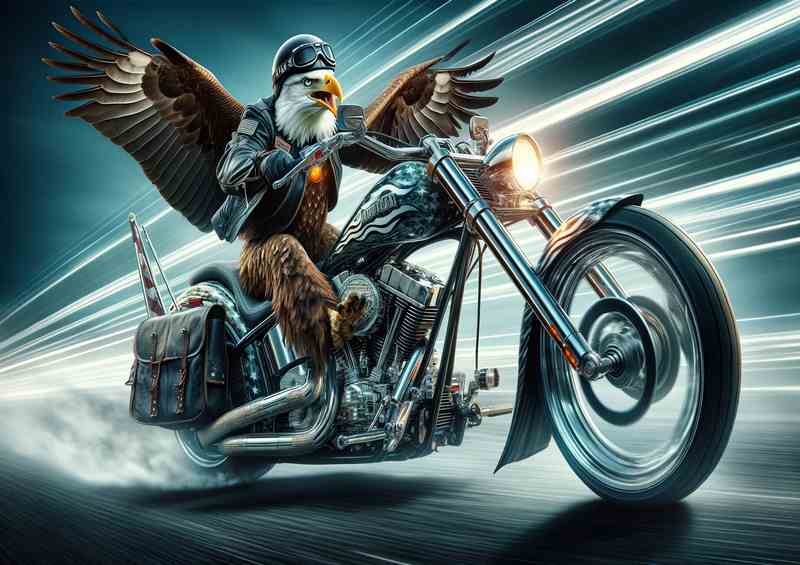 Eagle Riding a Chopper | Metal Poster