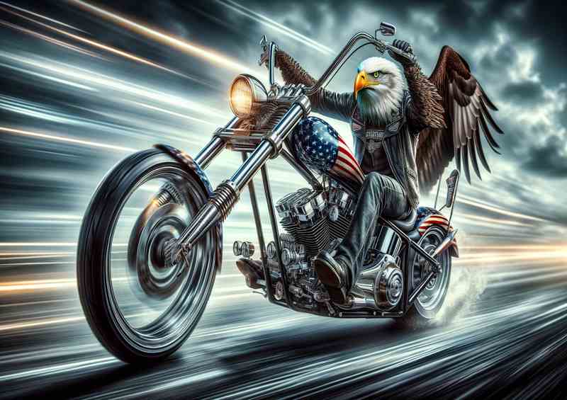 Solo Eagle Riding a Chopper | Metal Poster