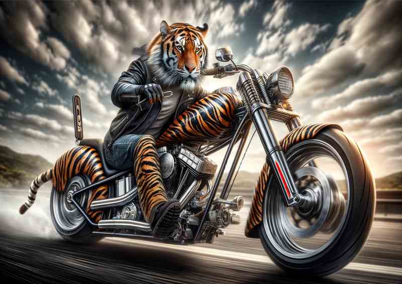 Tiger Riding a Chopper | Metal Poster