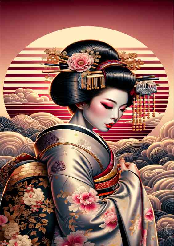 Geisha Beauty Traditional Japanese Art | Metal Poster