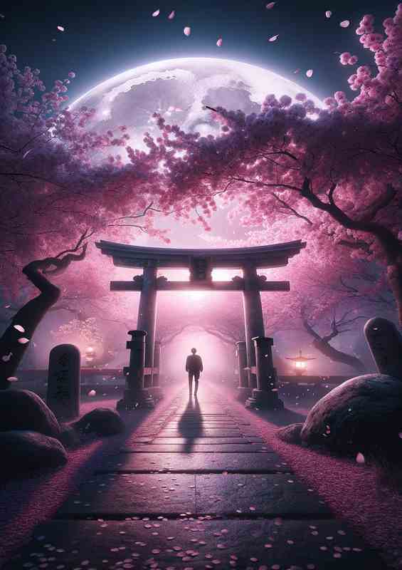 Lunar Whisperer Sakura Gate Vigil | Metal Poster