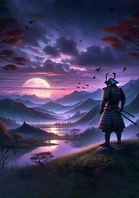 Twilight Samurai Mystical Landscape Art | Metal Poster