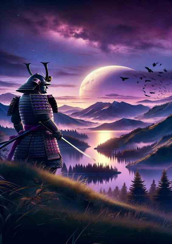 Twilight Samurai Mystical Landscape mountains and mist | Metal Poster