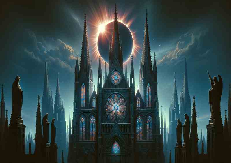 Eclipse Cathedral - Solar Eclipse Spire Metal Poster