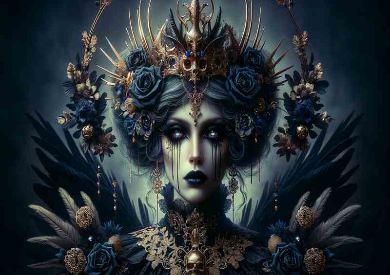 Gothic Fantasy Queen with Dark Crown | Metal Poster
