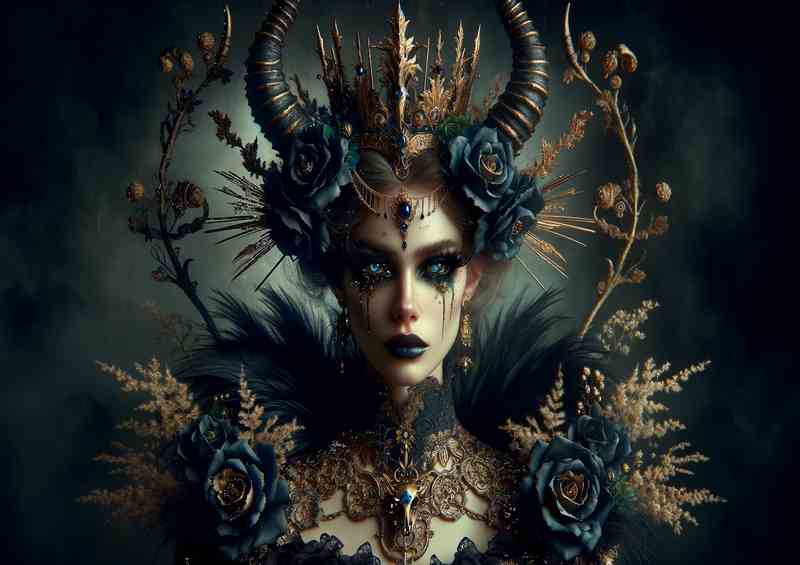 Gothic Fantasy Queen with Dark roses | Metal Poster