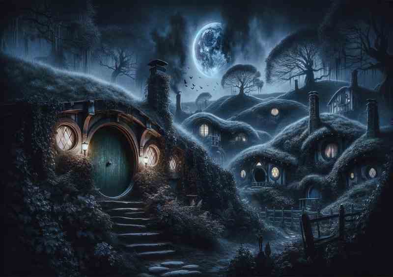 Gothic Moon Shire Hobbit Homes | Metal Poster