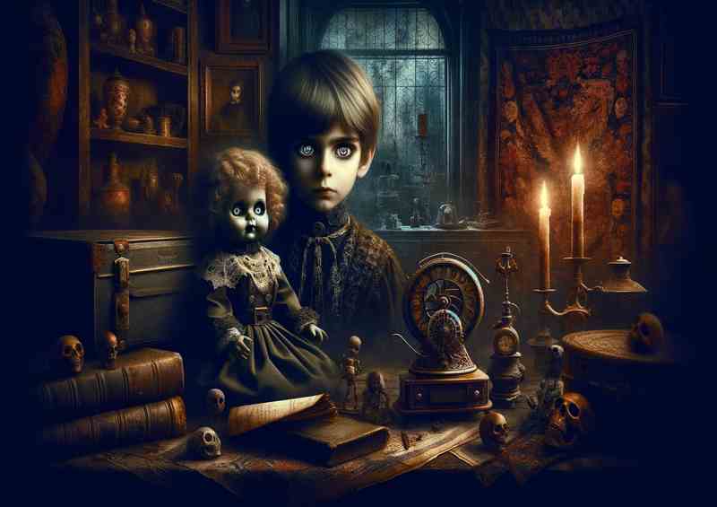 Whispers of the Past Gothic Dolls Gaze | Metal Poster