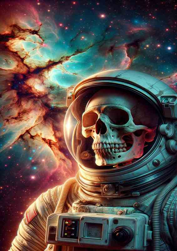 Astronaut Skeleton Space Odyssey | Metal Poster