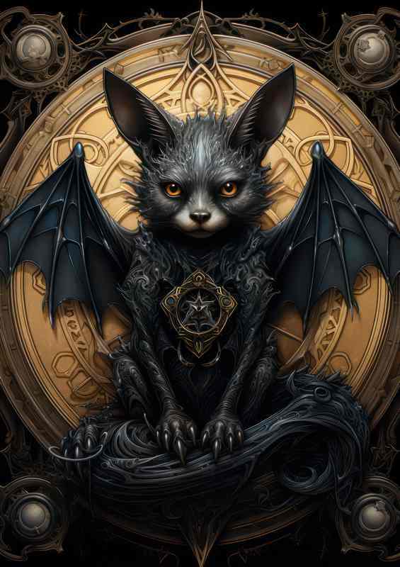 A bat sitting | Metal Poster