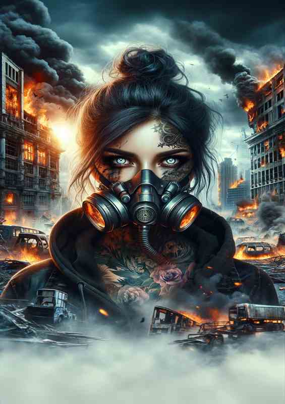 Apocalyptic Warrior with Respirator | Metal Poster