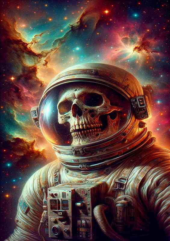Stellar Skull Astronaut Interstellar Journey Art | Metal Poster
