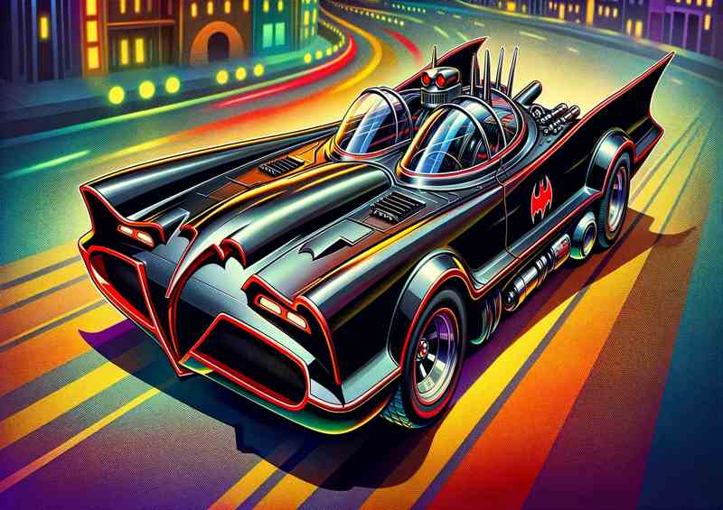 1966 Batmobile style black and red cartoon | Metal Poster