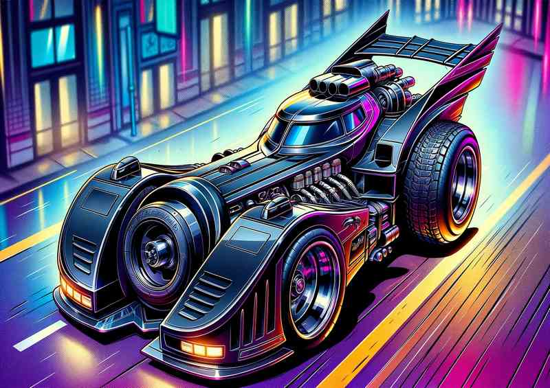 Batmobile Style Exaggerated Features Metal Poster