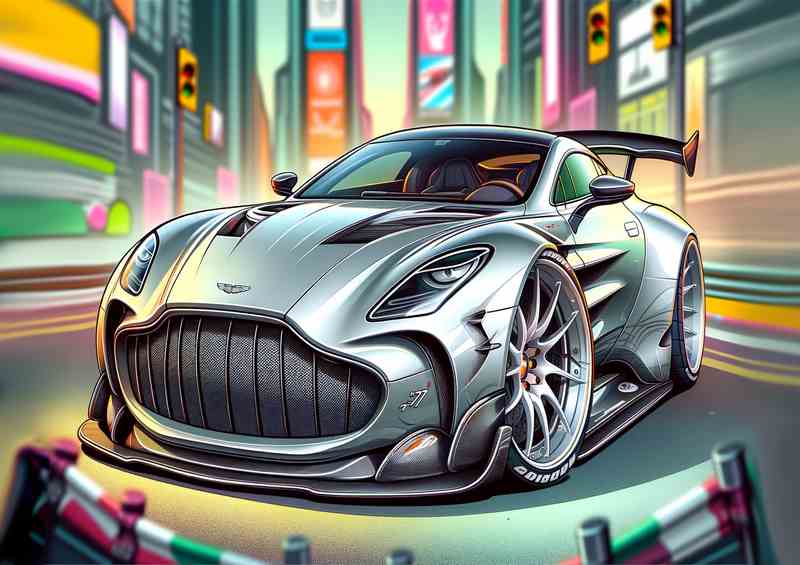 Aston Martin One 77 with extremely exaggerated features | Metal Poster