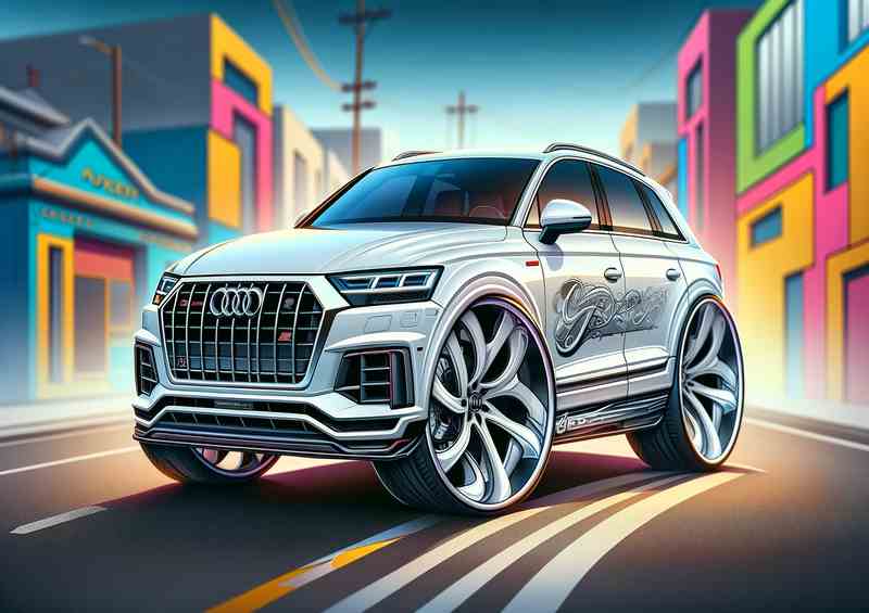 Audi Q7 4x4 styl ewith white paint | Metal Poster