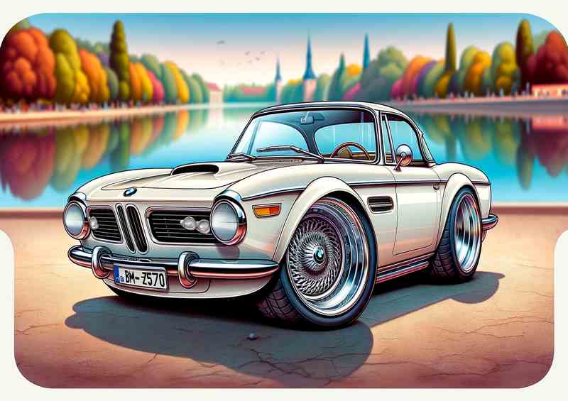 BMW 507 classic style painted in white | Metal Poster