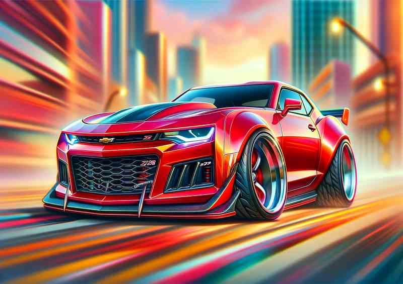 Chevrolet Camaro Z with rece red paint | Metal Poster