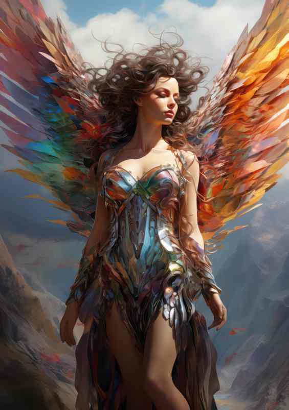 Colorful Angel Wings Metal Poster