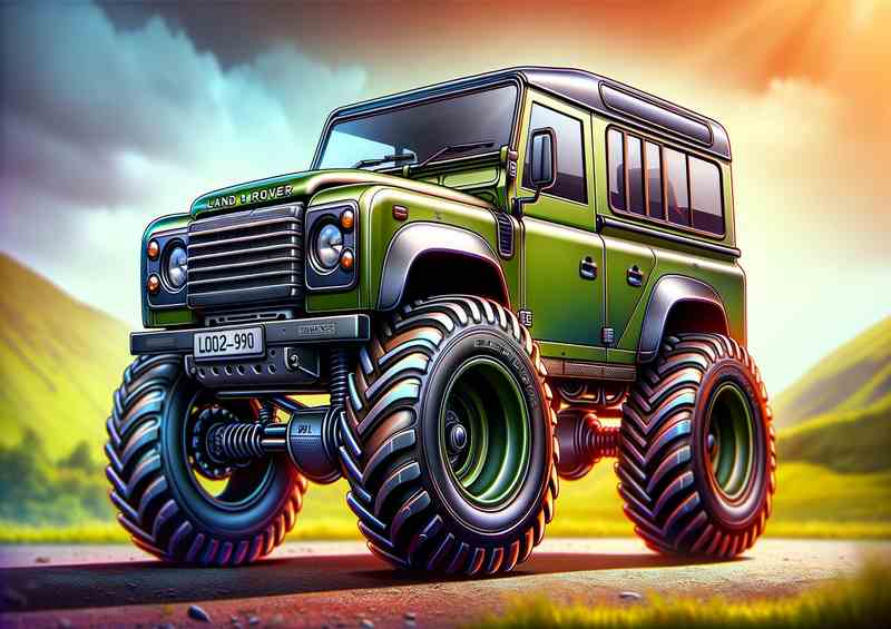 Defender style extremely exaggerated in green | Metal Poster