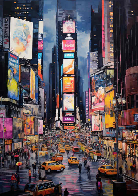 Times Sq. NYC Cabbies | Metal Poster- The City That Never Sleeps+