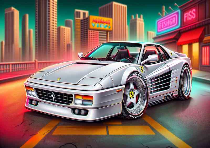 Ferrari Testarossa inspired by the car from Miami Vice | Metal Poster