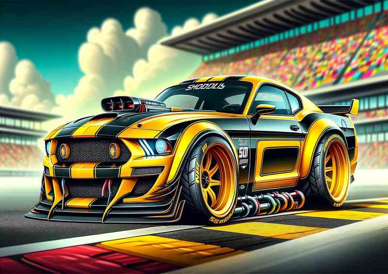 Ford Boss 302 Mustang In Yellow | Metal Poster