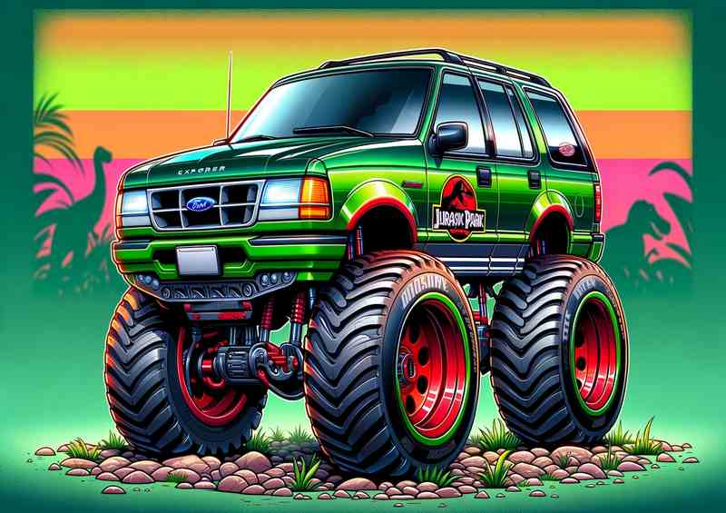 Ford Explorer style in green with big wheels | Metal Poster