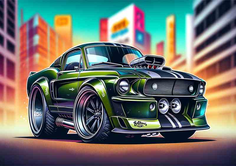 Ford Mustang GT Fastback style in green | Metal Poster