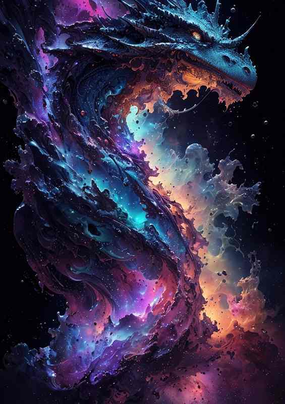 Dragon in space | Metal Poster