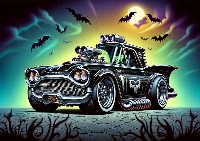 Ford Thunderbird style in black with big wheels | Metal Poster