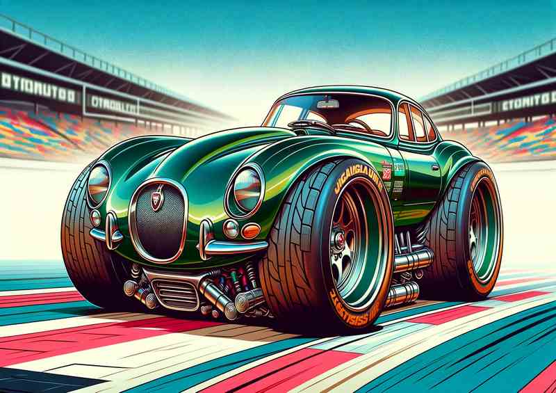 Jaguar XKSS Exaggerated Green Metal Poster