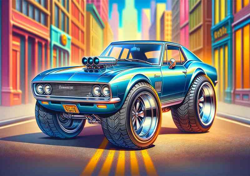 Jensen Interceptor style with extremely big wheels | Metal Poster