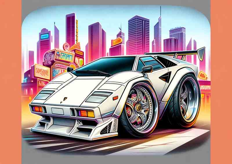 Lambo Countach Exaggerated Metal Poster