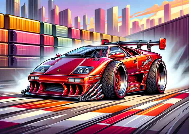 Lamborghini Diablo Red Paint Metal Poster